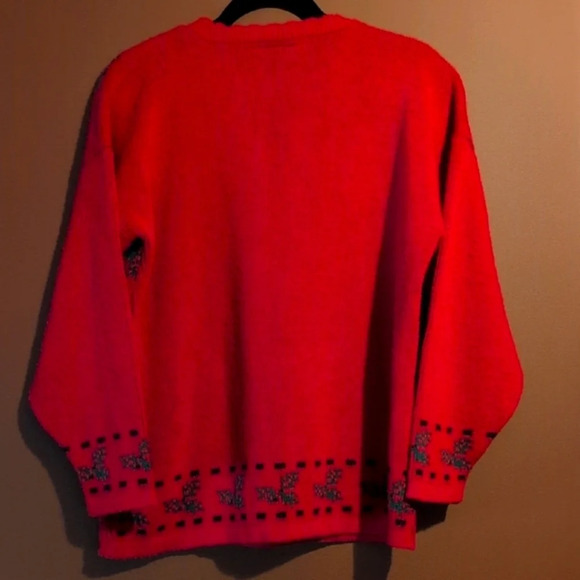 Vintage - Made in USA Ugly Christmas Sweater With Wreaths, Cottages and Trees 🎄 - Picture 3 of 5